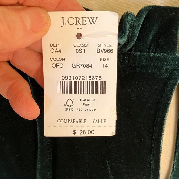 J. Crew Dark Green Velvet Midi Dress - Picture 6 of 9